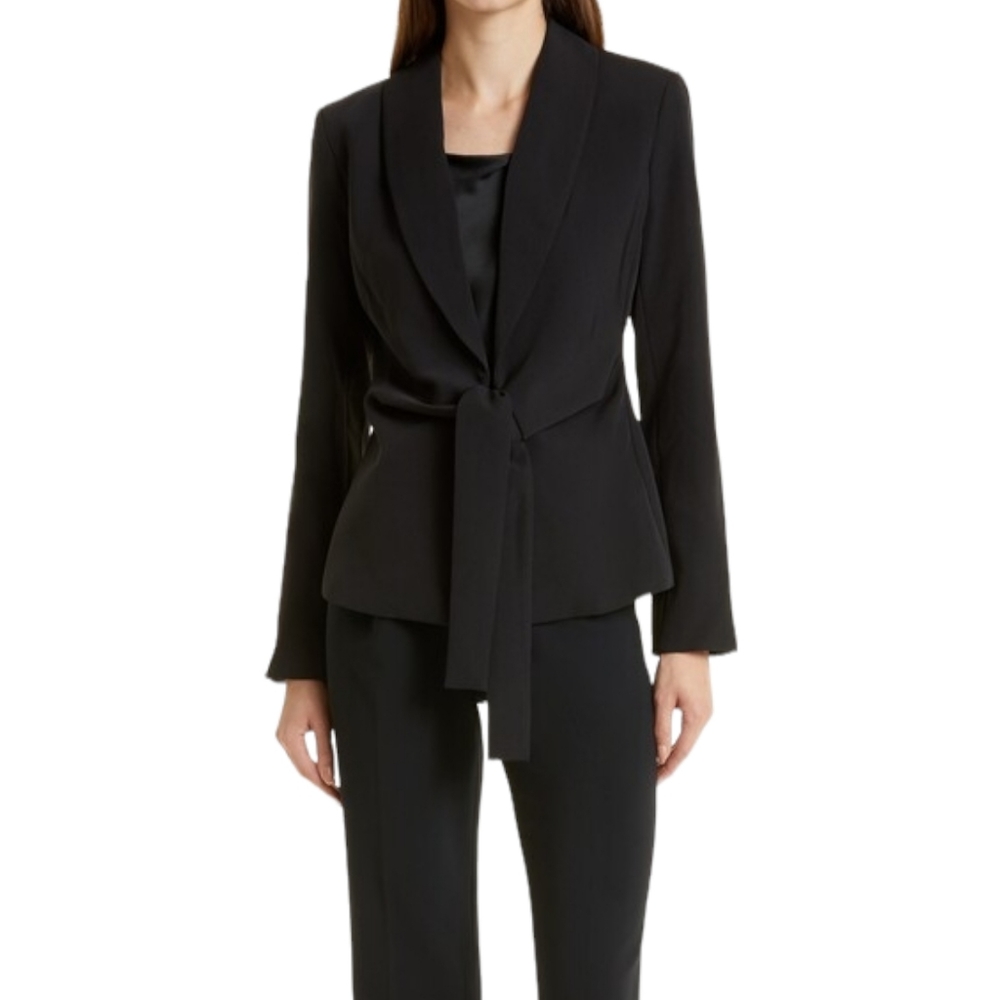 Zara woman front tie bow black blazer